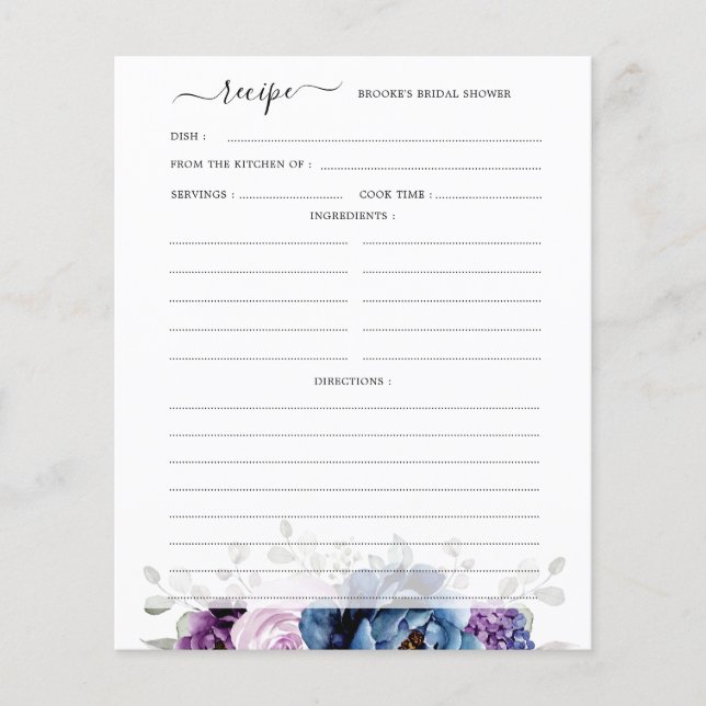 Papier Dusty Blue Purple Navy Lilac Fête des mariées Rece (Devant)