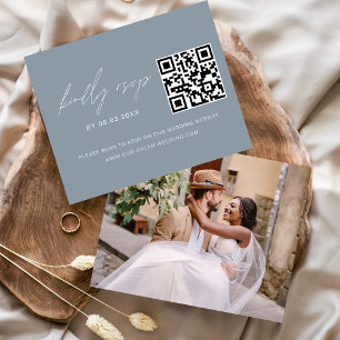 Papier Dusty Blue QR Code RSVP Mariage photo