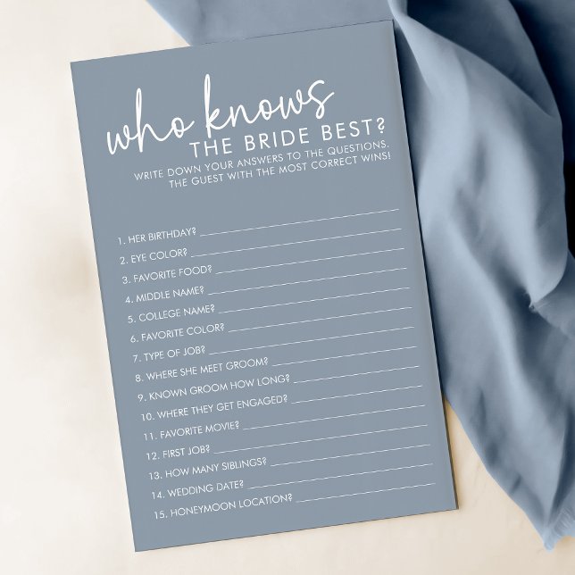 Papier Dusty Blue Qui Connaît La Mariée Meilleur Jeu De D (Créateur téléchargé)
