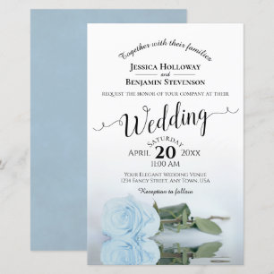 Papier Dusty Blue Rose Chic BUDGET Faire-part de mariage