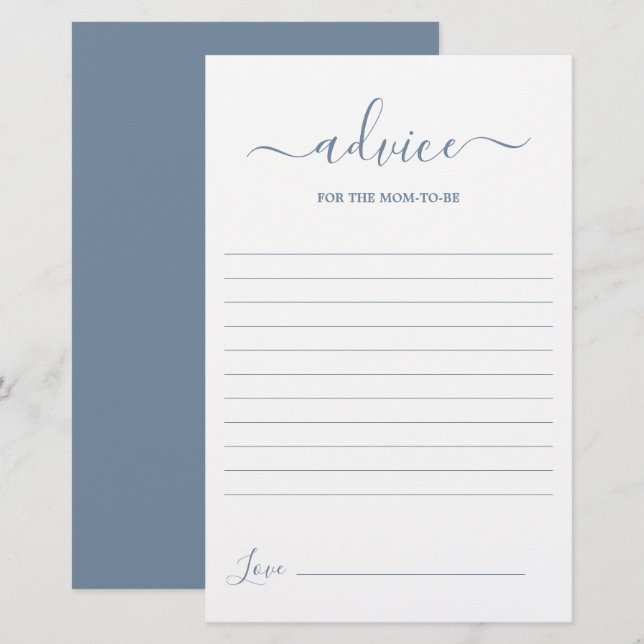 Papier Dusty Blue simple Conseils pour la maman à être ca (Devant / Derrière)
