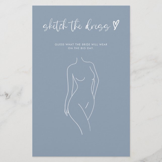 Papier Dusty Blue Sketch La Fête des mariées de robe Jeu (Devant)