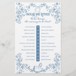 Papier Dusty Blue Vintage Floral Baby shower jeu