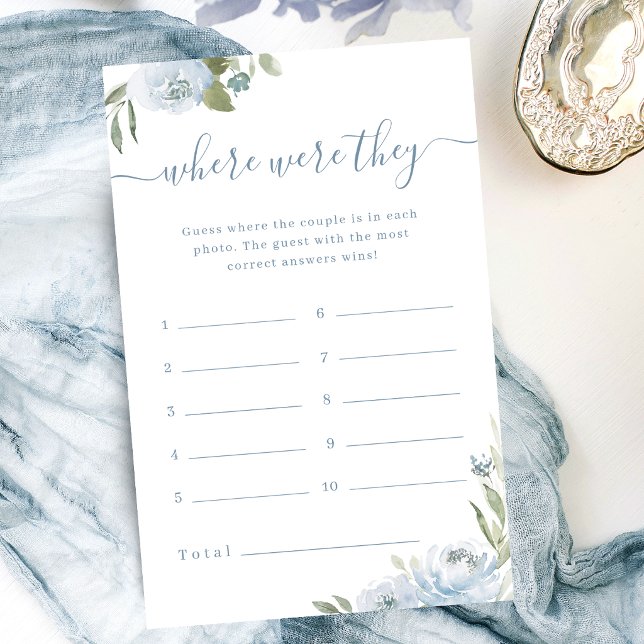 Papier Dusty floral où étaient-ils la nuptiale douche jeu (Dusty floral where were they bridal shower game)