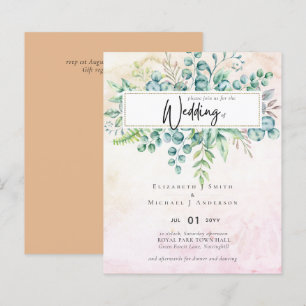 Papier Dusty Peach Orange Coral Eucalyptus Invitation BUD