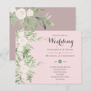 Papier Dusty Pink Magnolia Sage Floral BUDGET MARIAGE INV