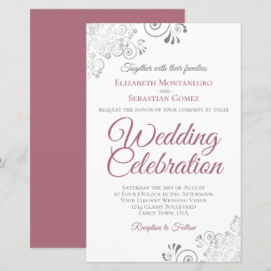 Papier Dusty Rose & Blanc BUDGET Mariage Inviter Grand