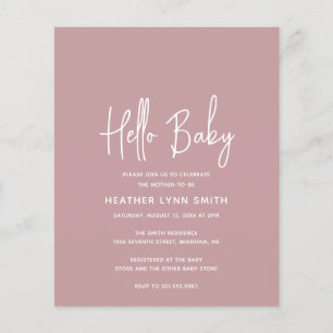 Papier Dusty Rose Budget Bonjour Baby shower Invitation