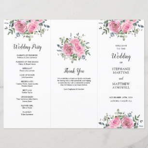 Papier Dusty Rose Eucalyptus Ordre de service