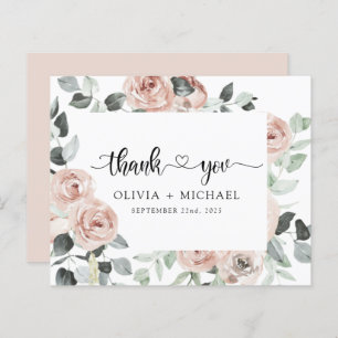 Papier Dusty rose Floral verdure Merci Invitation