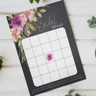 Papier Dusty rose violet floral Bingo de la nuptiale de c