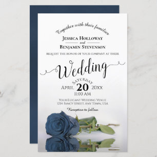 Papier Dusty Steel Blue Rose BUDGET Faire-part de mariage