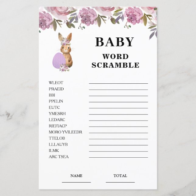 Papier Easter  Baby Shower Scramble Game (Devant)