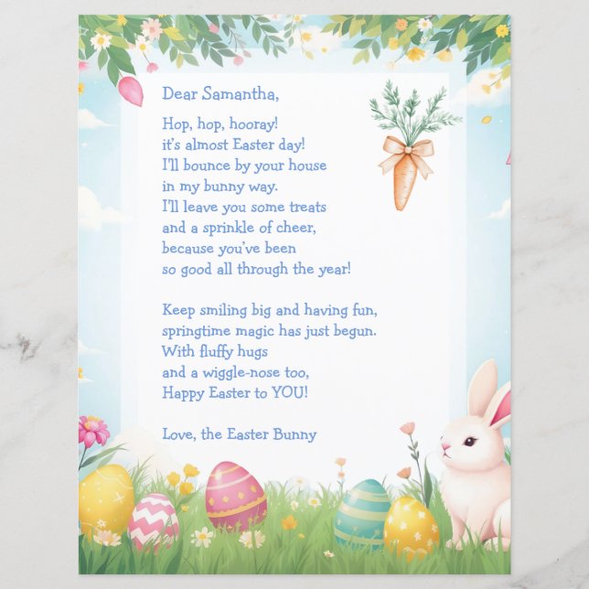 Papier Easter Bunny Letter and Question Game for Children (Devant)