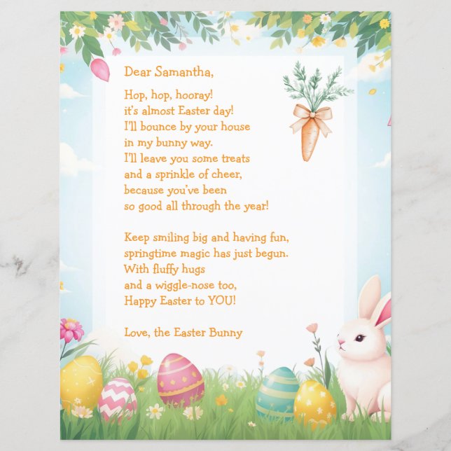 Papier Easter Bunny Letter and Question Game for Children (Devant)