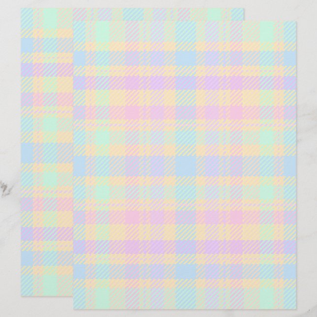 Papier Easter Pastel Plaid 2-Sided Scrapbook Paper (Devant / Derrière)