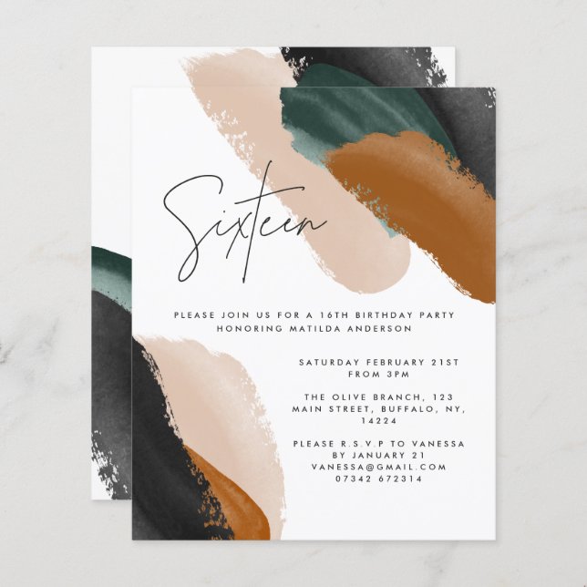 Papier Eau abstraite en terre cuite verte 16e anniversair (Devant / Derrière)