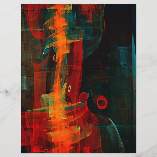 Papier Eau Orange Rouge Bleu moderne Art Abstrait Motif (Devant)