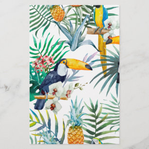 Papier Eau tropicale estivale Ananas Parrot Oiseau