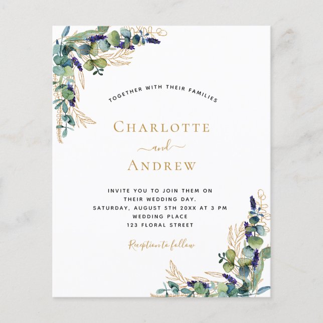 Papier Écalyptus budget verdure élégante moderne mariage (Devant)