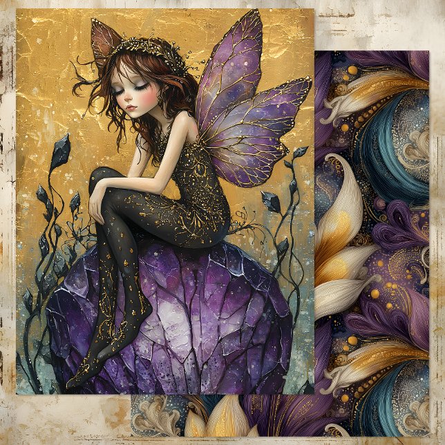 PAPIER ÉCHANGE DE CRISTAL FAIRY EN PURPLE ET OR (ENCHANTING CRYSTAL FAIRY IN PURPLE AND GOLD)