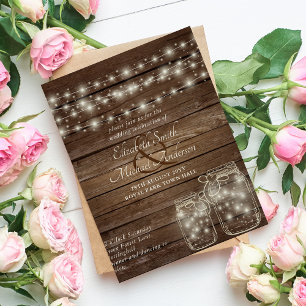 Papier Éclairages de bocaux de Faire-part de mariage rust