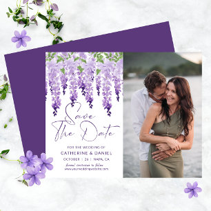 Papier Économisez sur la photo de mariage Wisteria Save T