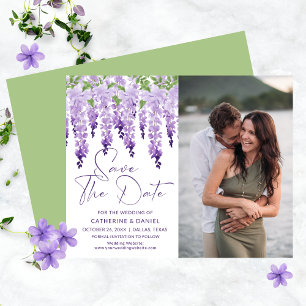 Papier Économisez sur la photo de mariage Wisteria Save T