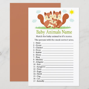 Papier Écureuil Bébé Animaux Nom Jeu
