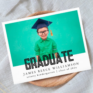Papier Editable Bold Photo Kindergarten Grad Faire-part