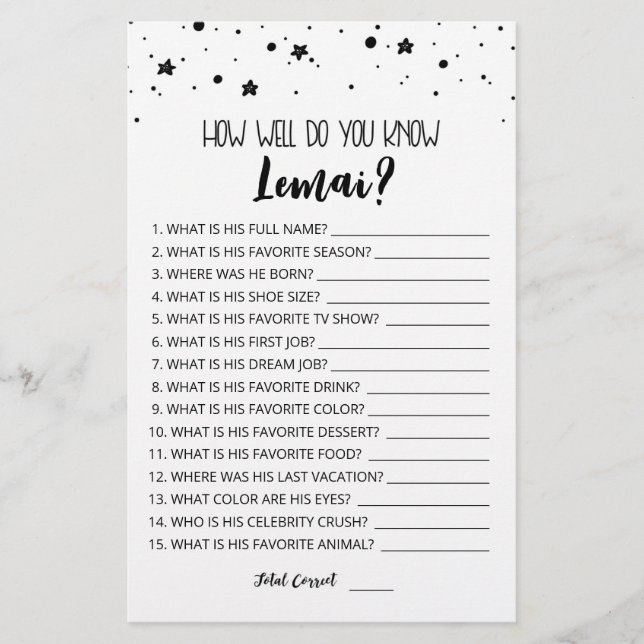 Papier Editable Comme vous connaissez bien le garçon d'an (Devant)