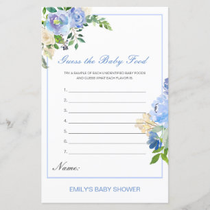 Papier Editable Guess the Baby Food Baby shower Game