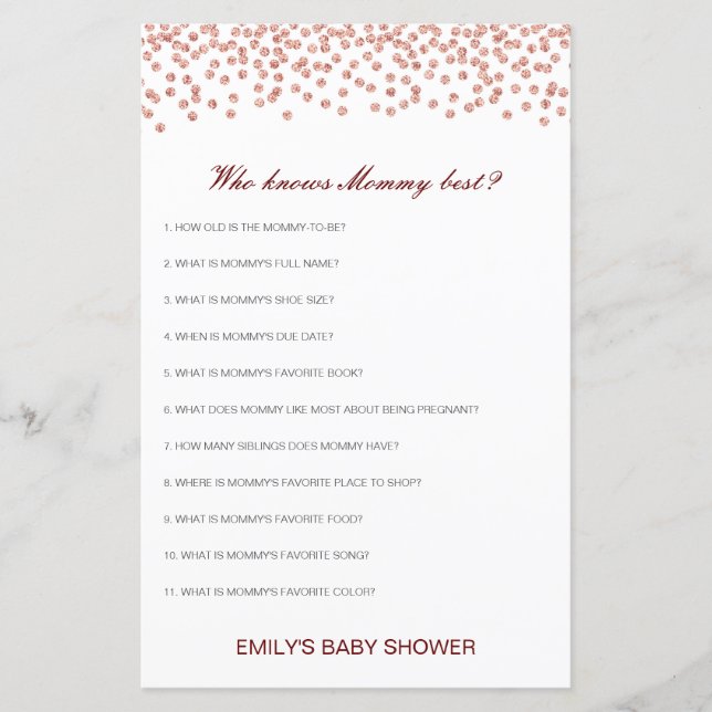Papier Editable Qui Connaît Maman Meilleur Baby shower Je (Devant)