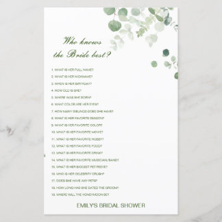 Papier Editable Qui Connaît Mariée Meilleure Fête des mar