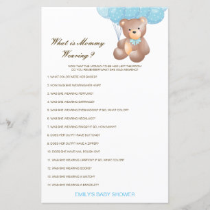 Papier Editable What is maman Wear Baby shower Game