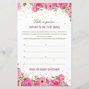 Papier Editable What's in the Bag Baby shower Game