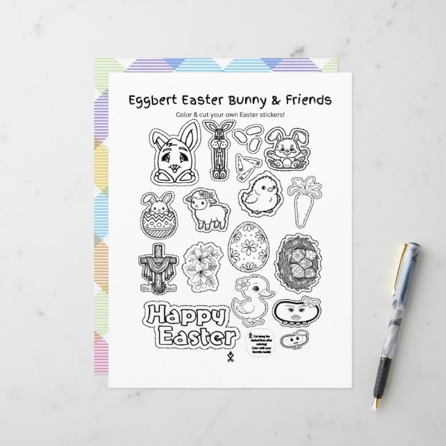 Papier Eggbert Easter bunny and friends! Paper Sheet (Devant/Arrière en situation)