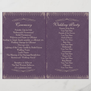 Papier Éggplant Purple Vintage Cérémonie de mariage Progr