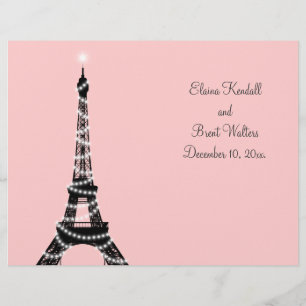 Papier Eiffel Tower Twinkles Wedding Program (rose)