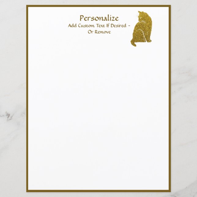 Papier Élégance simple de Parties scintillant d'or Feline (Devant)