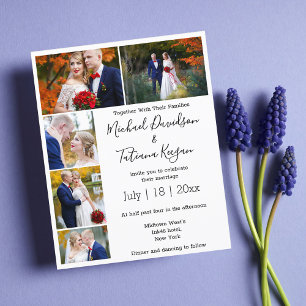 Papier élégant 5 photos collage faire-part de mariage mod