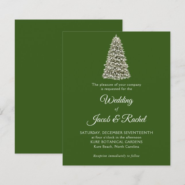 Papier Elégant arbre de Noël Green Budget Mariage Inviter (Devant / Derrière)