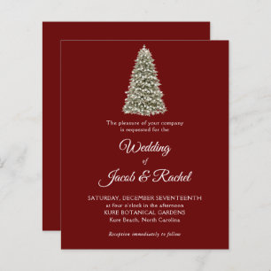 Papier Elégant arbre de Noël Rouge Budget Mariage Invitat