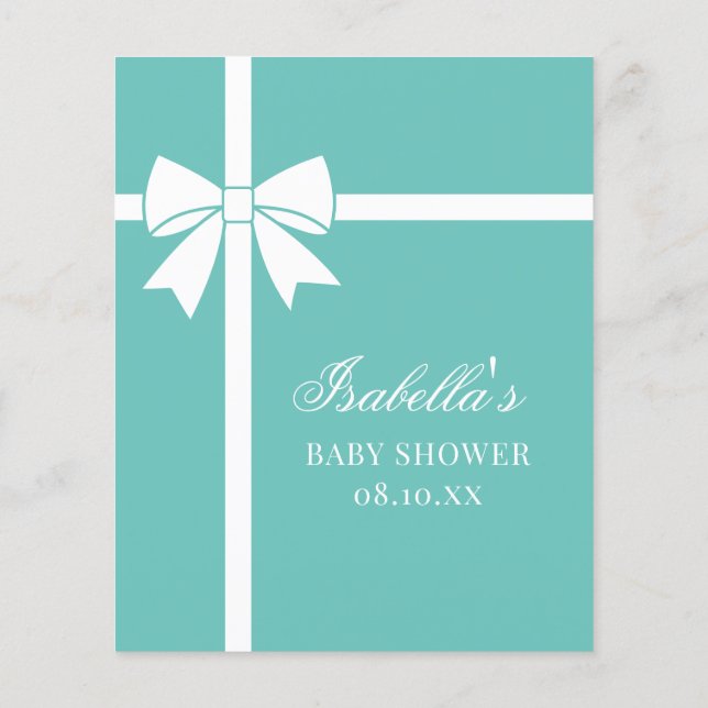 Papier Elégant Baby shower bleu Turquoise Jeu de devinati (Dos)