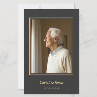 Papier Elégant Beige et Charcoal Memorial Photo funéraill