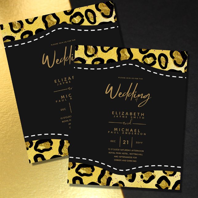 Papier Elégant Black Gold Budget Mariage Invite (Créateur téléchargé)