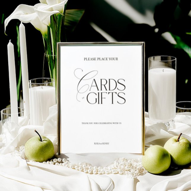 Papier Elegant Black & White Modern “Cards & Gifts” Sign (Elegant Black & White Modern “Cards & Gifts” Sign)