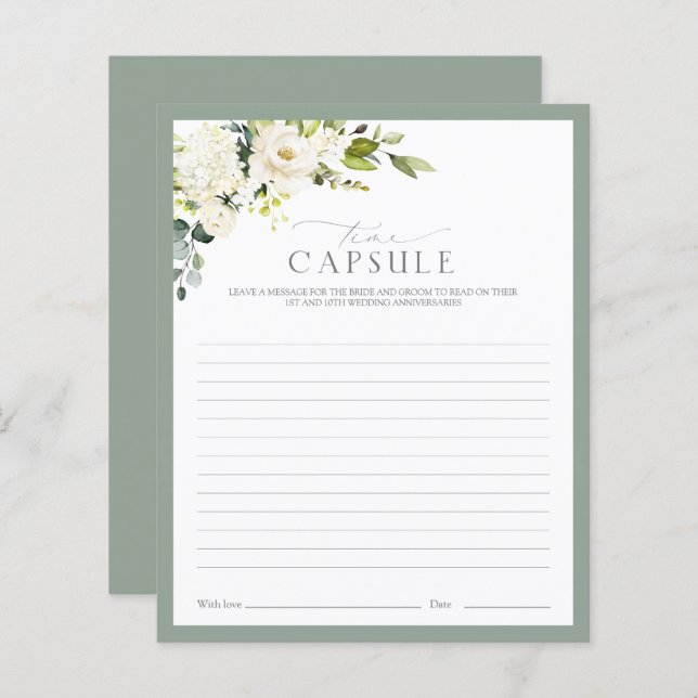 Papier Elégant blanc gris vert temps Capsule jeu de douch (Devant / Derrière)