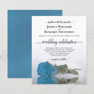 Papier Elégant bleu turquoise Rose BUDGET Mariage Inviter