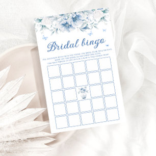 Papier Élégant Blue Floral Fête des mariées Jeu de Bingo